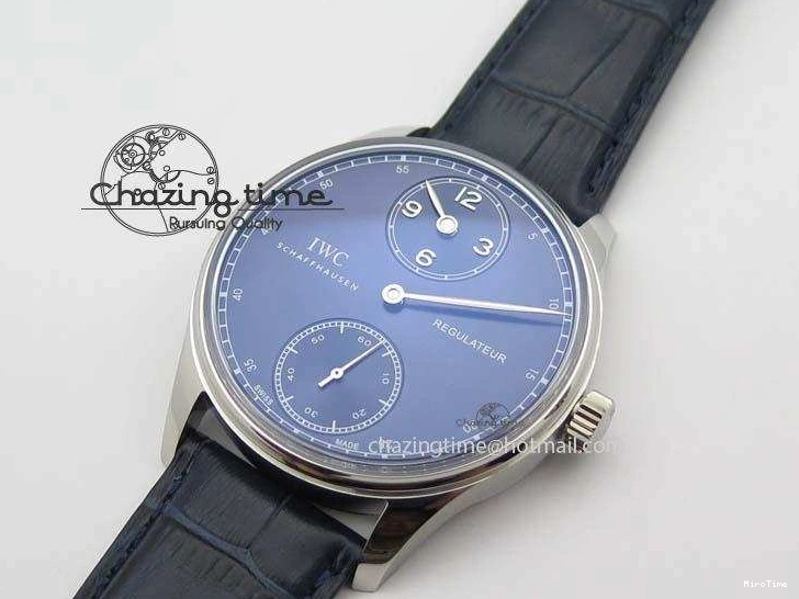 MIROTIME 1227 ZeroBulk Portuguese IW5444 SS Blue Dial On Blue Leather Strap A 7255